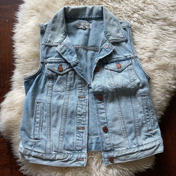 Madewell Jackets & Blazers - Madewell clear blue denim vest Sleeveless denim light wash